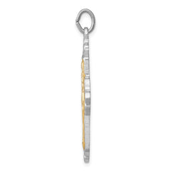 Sterling Silver Platinum-plated & Gold-tone 4-Way Medal Cross Pendant