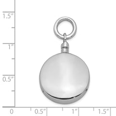 Sterling Silver Rhodium-plated Polished Round Ash Holder Pendant