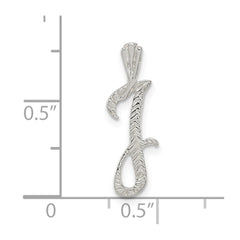 Sterling Silver Polished & Textured Letter J Initial Chain Slide
