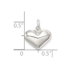 Sterling Silver Polished Puff Heart Charm - 2