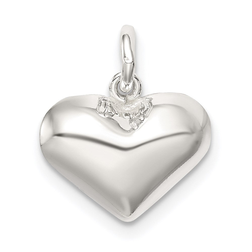 Sterling Silver Polished Puff Heart Charm - 2