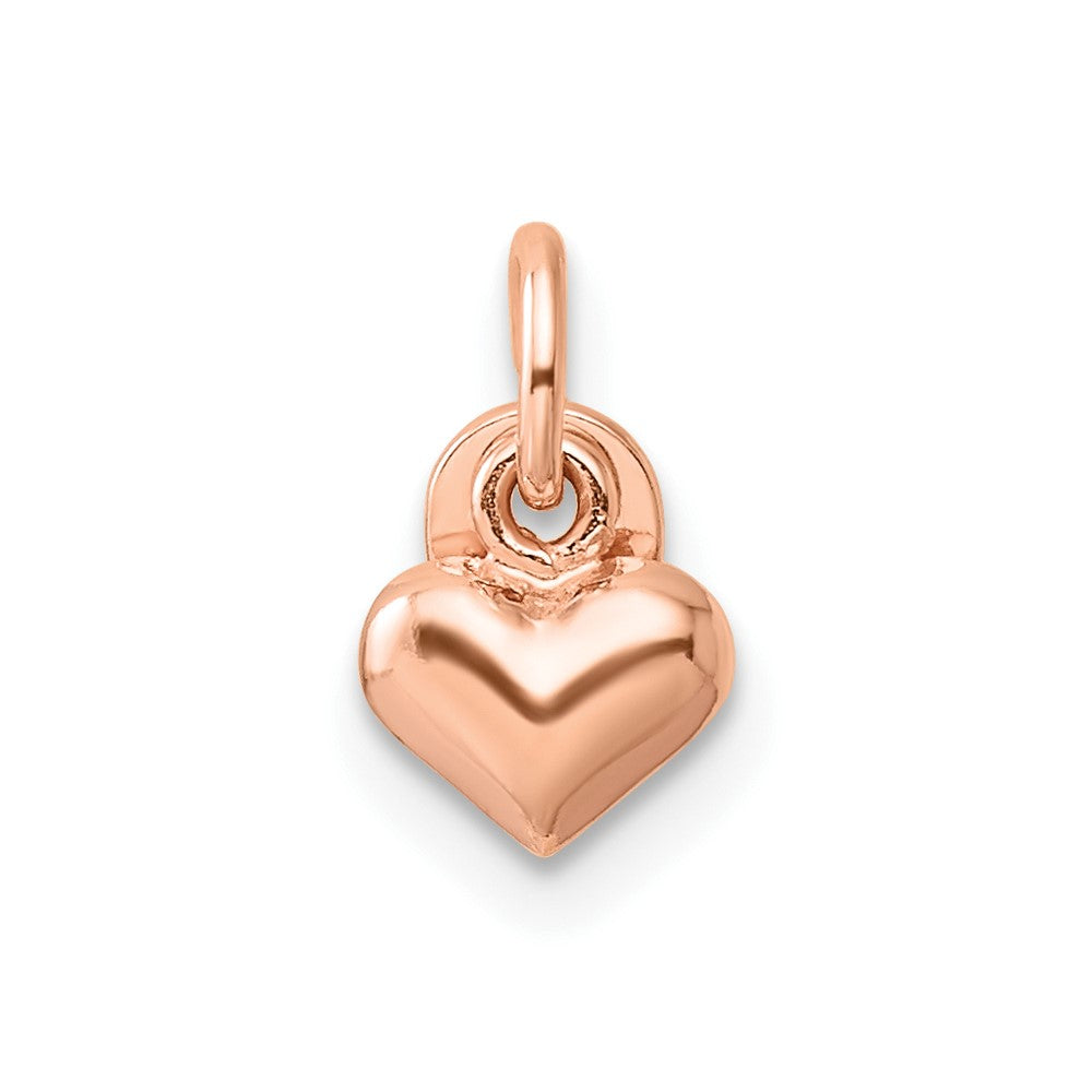 Sterling Silver Rose-tone Polished Puffed Heart Pendant - 2