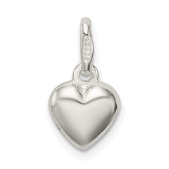 Sterling Silver Polished Puff Heart Charm - 3