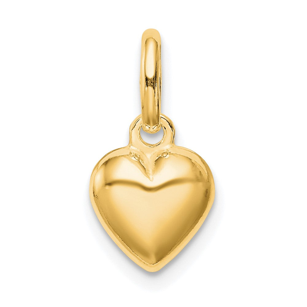 Sterling Silver Gold-tone Polished Puff Heart Charm - 2