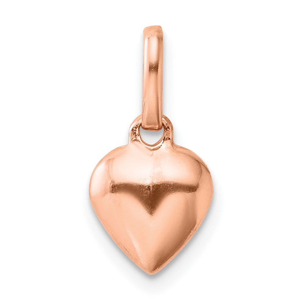 Sterling Silver Rose-tone Polished Puffed Heart Pendant - 3