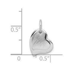 Sterling Silver Rhodium-plated satin and Polished Two Piece Heart Pendant