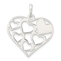 Sterling Silver Polished & Textured 'Mom' Engraved Heart Pendant