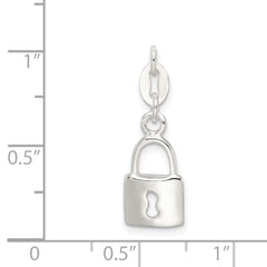 Sterling Silver Polished Lock & Key Charm