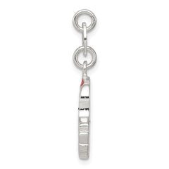 Sterling Silver Polished Enamel Santa Charm