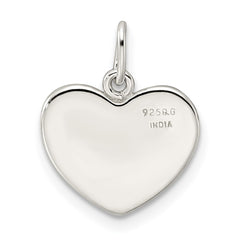 Sterling Silver Polished Enamel American Flag Heart Pendant