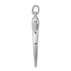Sterling Silver Rhodium-plated Polished Italian Horn Pendant