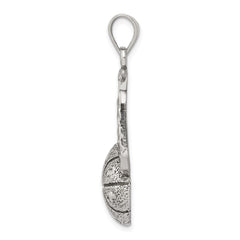 Sterling Silver Antiqued & Textured Basketball with Backboard Pendant