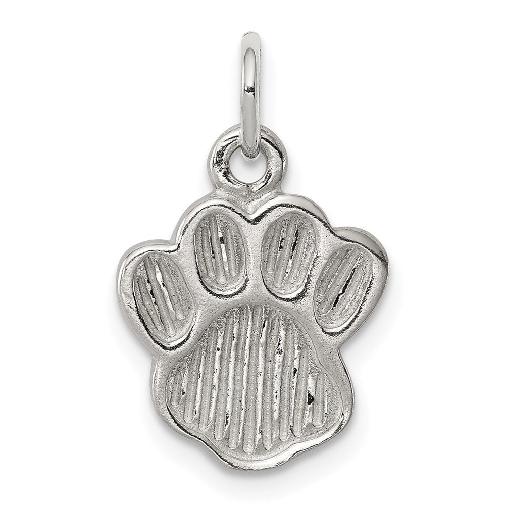 Sterling Silver Polished and Textured Paw Print Charm - 2