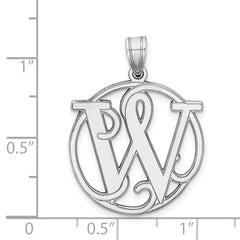Sterling Silver Rhodium-plated Fancy Script Letter W Initial Pendant