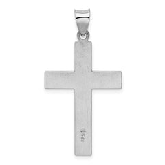 Sterling Silver Rhodium-plated Satin & Polished Latin Cross Pendant