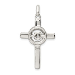 Sterling Silver Plat-plate Rose & Gold-tone Vibrant CZ Cross Pendant