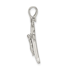 Sterling Silver Rhodium-plated Satin & Polished Crucifix Pendant