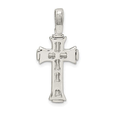 Sterling Silver Rhodium-plated Satin & Polished Crucifix Pendant