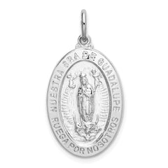 Sterling Silver Rhodium-plated Spanish Lady of Guadalupe Medal Pendant - 2