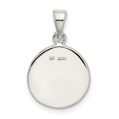 Sterling Silver Glitter Enamel Letter A Initial Circle Pendant