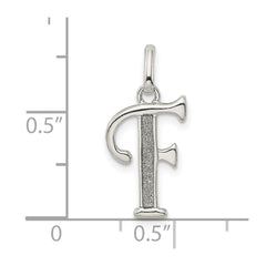 Sterling Silver Polished Glitter Enamel Letter F Initial Charm
