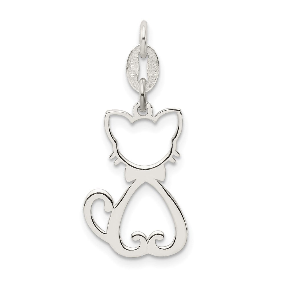 Sterling Silver Polished Cat Charm - 2