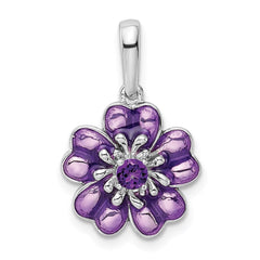 Sterling Silver Rhodium-plated Amethyst and Enamel Pendant - 2