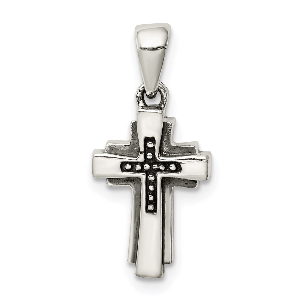 Sterling Silver Antiqued Cross Pendant - 22