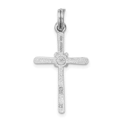 Sterling Silver Rhodium-plated CZ Cross Pendant - 26