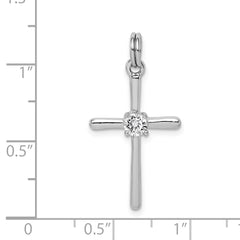 Sterling Silver Rhodium-plated CZ Cross Pendant - 26