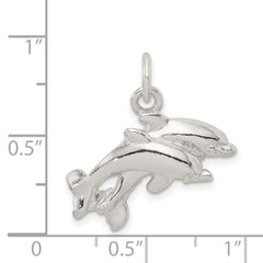 Sterling Silver Dolphins Charm - 3