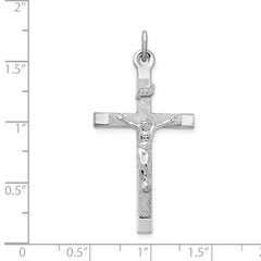 Sterling Silver Platinum-plated Textured Crucifix Cross Pendant