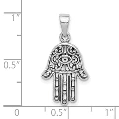 Sterling Silver Antiqued Hamsa Pendant - 2