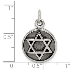 Sterling Silver Antiqued Star of David Pendant - 4