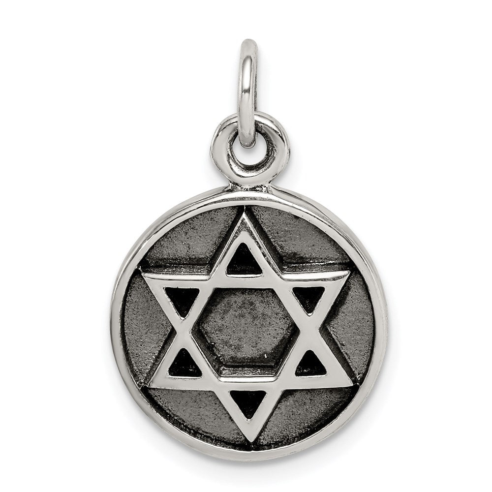 Sterling Silver Antiqued Star of David Pendant - 4
