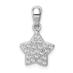 Sterling Silver Rhodium-plated CZ Star Pendant - 3