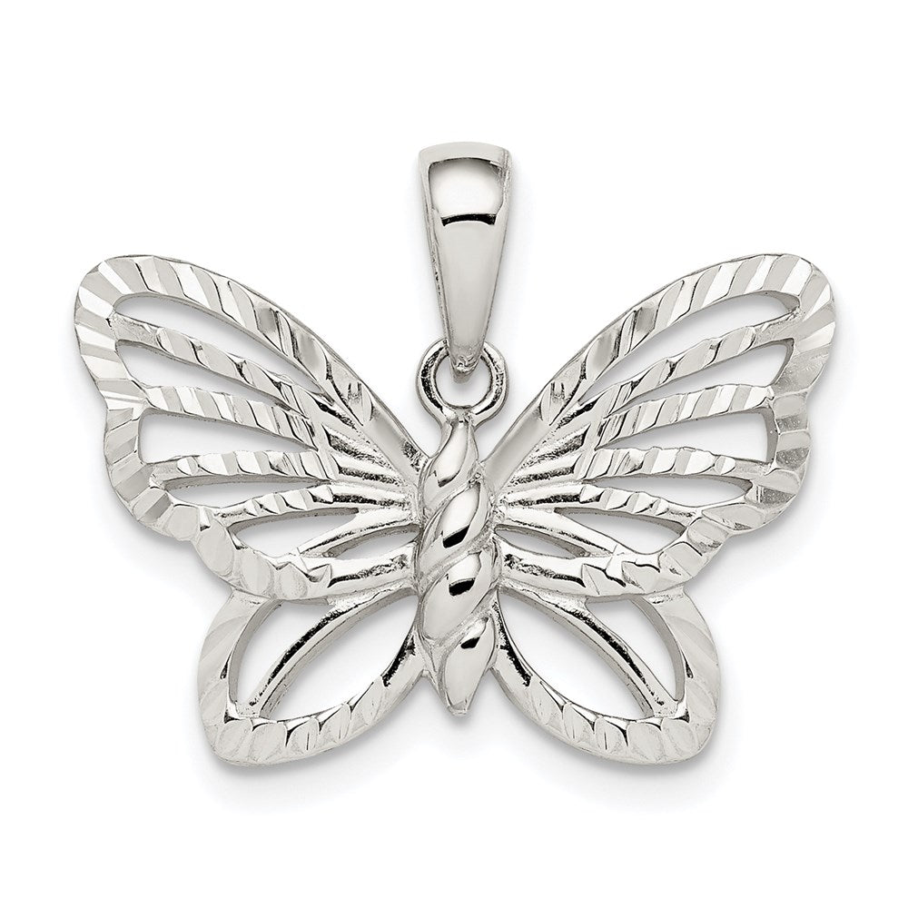 Sterling Silver Diamond-cut Butterfly Pendant - 2