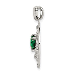 Sterling Silver Green & Clear CZ Tree Chain Slide