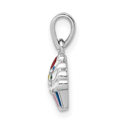 Sterling Silver RH-plated Multi-color Enameled Cupcake Children's Pendant - 2
