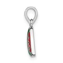 Sterling Silver RH-plated Enameled Watermelon Children's Pendant