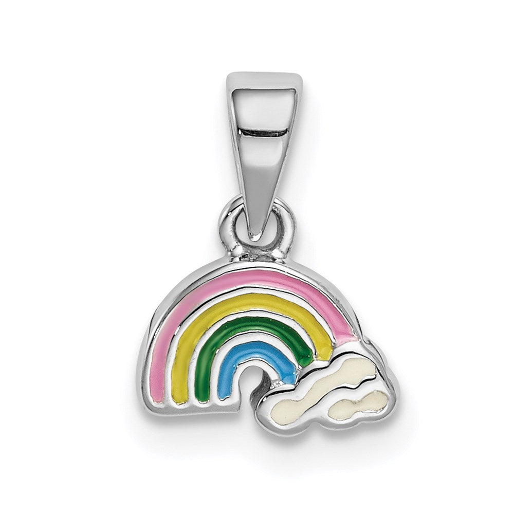 Sterling Silver RH-plated Polished & Enameled Rainbow Children's Pendant - 2