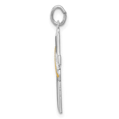 Sterling Silver Platinum-plated & Gold Tone Cross Pendant - 2