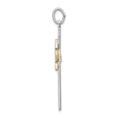 Sterling Silver Platinum-plated & Gold Tone Cross Pendant - 3