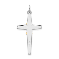 Sterling Silver Platinum-plated & Gold Tone Cross Pendant - 3
