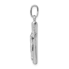 Sterling Silver Rhodium-plated Polished Crucifix Cross Pendant - 2