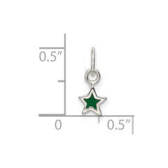 Sterling Silver Enameled Green Star Charm