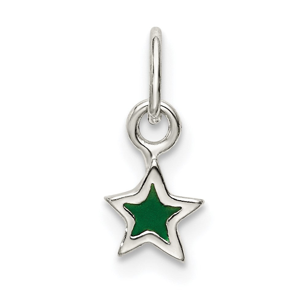 Sterling Silver Enameled Green Star Charm