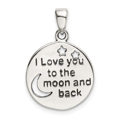 Sterling Silver LOVE YOU TO THE MOON Antiqued Star and Moon Pendant - 2