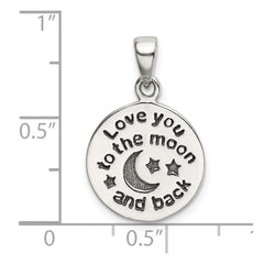 Sterling Silver LOVE YOU TO THE MOON Antiqued Star and Moon Pendant - 3
