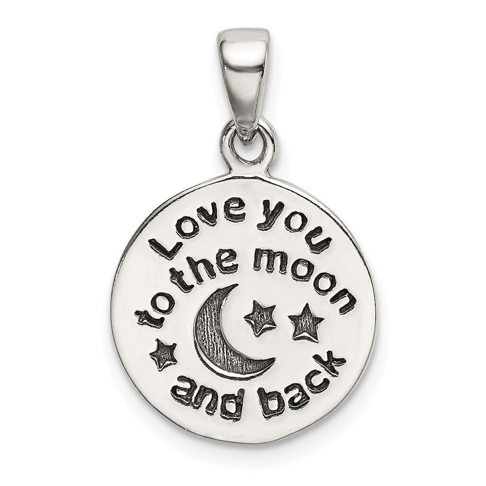 Sterling Silver LOVE YOU TO THE MOON Antiqued Star and Moon Pendant - 3